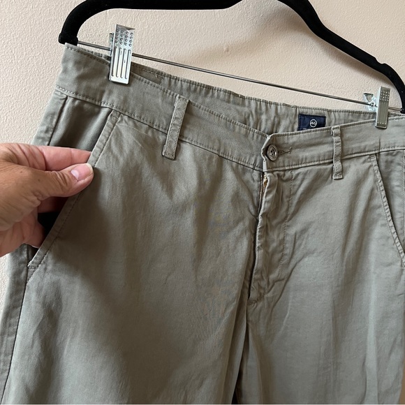 Ag Adriano Goldschmied Lux Khaki Tailored Trousers Mens Straight Leg Lt Green 31 - Picture 4 of 11
